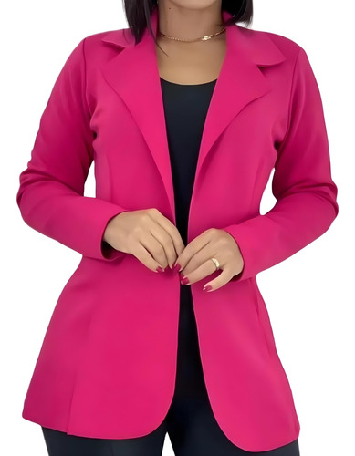 Terninho Rosa Pink Feminino Blazer Tecido Bom Frio Jaqueta