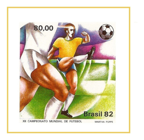 Folha Inteira Selo 1246 Jogada Copa Futebol Espanha 82