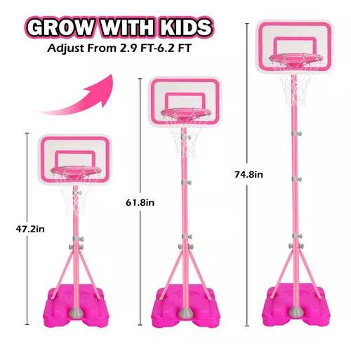 Aro de baloncesto para niños, altura ajustable de 2.9 a 6.2 pies, aro de  baloncesto para niños pequeños para interiores y exteriores, mini canasta