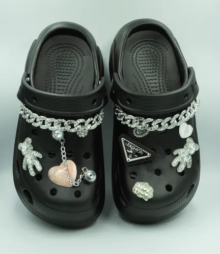 Sandalias / Crocs / Zuecos Mujer Con Plataforma Black Charms