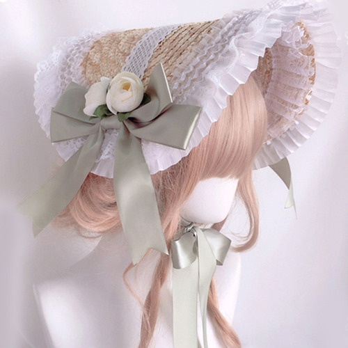 A@gift Shop Elegante Sombrero De Paja Con Parte Superior