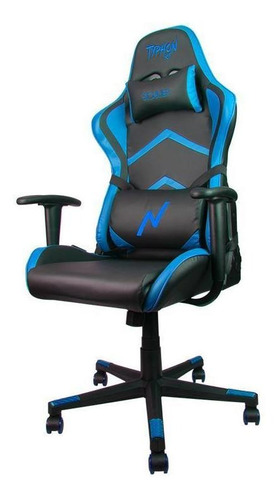 Imagen 1 de 1 de Silla de escritorio Noga Typhon KT gamer ergonómica  negra y azul con tapizado de cuero sintético