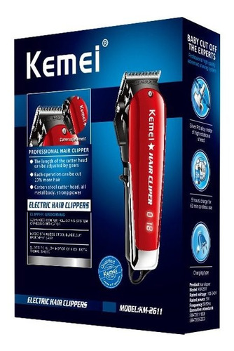 Imagem 3 de 9 de Maquina De Cortar Cabelo Sem Fio Profissional Kemei Km-2611