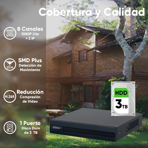 Dahua Kit Cctv 6 Cámaras De 2 Mp Metálicas Audio + Hdd 3 Tb