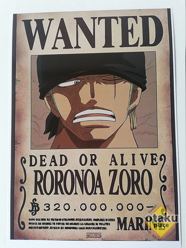 Poster One Piece Mediano Wanted De Roronoa Zoro