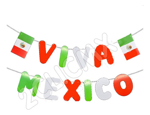 Banderin Viva México Fiestas Patrias Banderas Tricolor