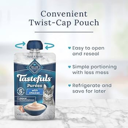 3 Pack Blue Buffalo Tasteful Puree De Pollo Para Gato 85g