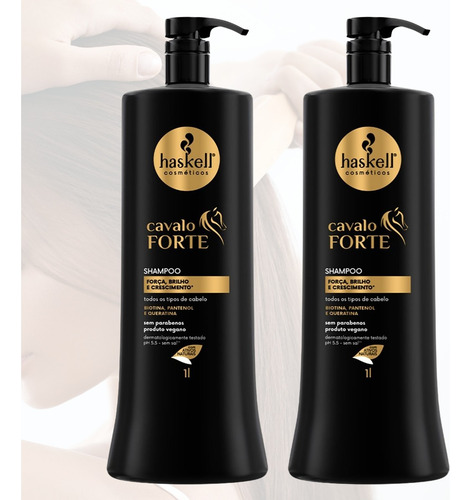 Kit Shampoo Haskell Cavalo Forte Pantenol 1 Litro - 02un