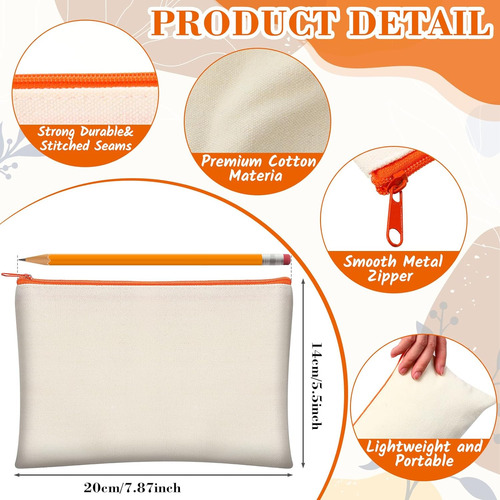 50 Pcs Sublimation Diy Blank Canvas Pencil Case Canvas ...