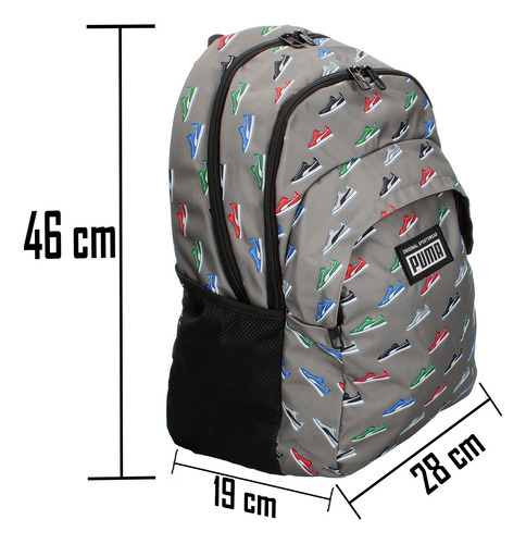 Mochila Puma Academy Con Compartimentos Amplios Color Gris