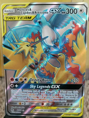 Carta Pokemon Moltres, Zapdos & Articuno Gx Fa Aliados 66/68