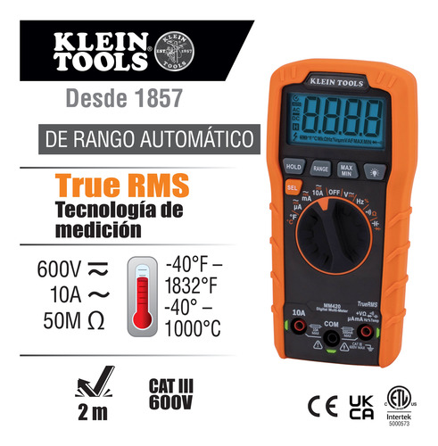 Klein Tools Mm420 Multímetro Digital, De Rango Automático