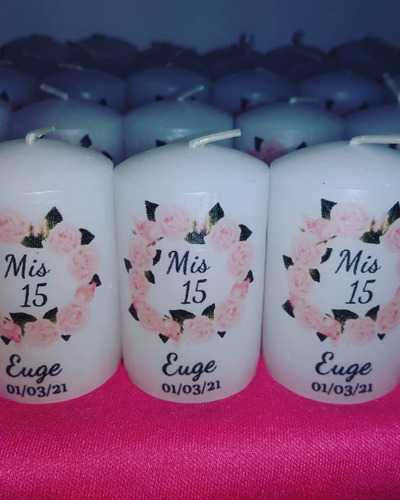 Velas Personalizadas Bautismo Souvenir , 15 Años Y Más...