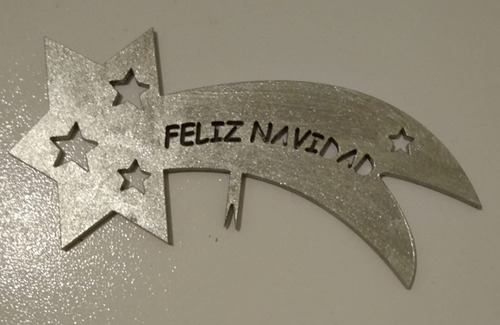 Punta De Árbol Navidad Esfera Pintado Estrella Fugaz Madera