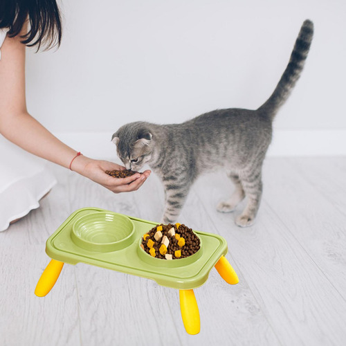 Cuencos Para Perros Dobles Cuencos Para Agua Verde Amarillo