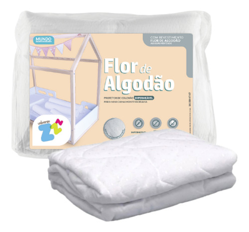 Protetor Colchão Flor De Algodão - Fibrasca - Montessoriano Cor Branco Desenho Do Tecido Lisa Tamanho Do Colchão Berço