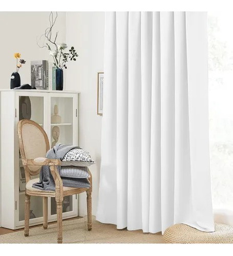 NANWEI Cortinas Blackout con bolsillo para varilla para recamara sala Premium 270X215cm 2 Paneles Aislamiento térmico y Reducción de ruido Tela impermeable Blanco