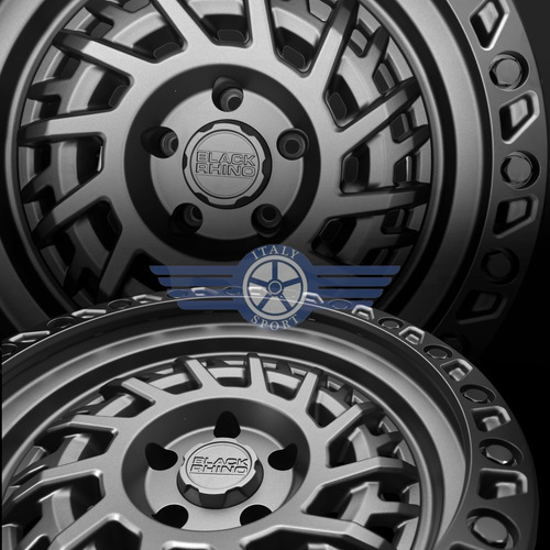 5 Rines 17 Black Rhino Shredder 5-127 Jeep Wrangler Rubicon Matte Gunmetal W/ Black Lip Edge