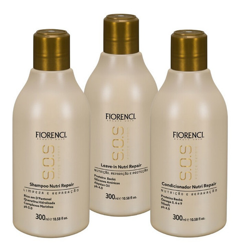Imagem 2 de 3 de Shampoo Condicionador Leave-in Nutrição Brilho Sos Fiorenci