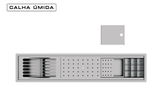 Calha Úmida Embutida Canal Equipado Inox Escorredor Louça