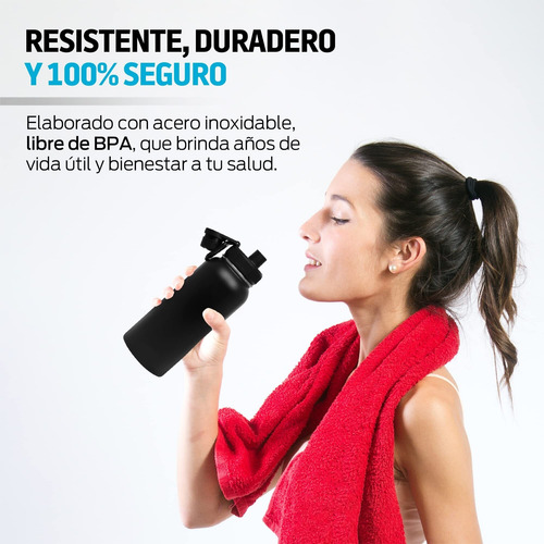 Botella Termo Acero Inoxidable, Tapa Asa Selladas Y A Prueba