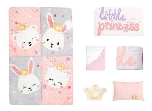 Set De Edredón Cama, Cuna Y Corral, 6 Pzas. Varios Diseños. Little Princess