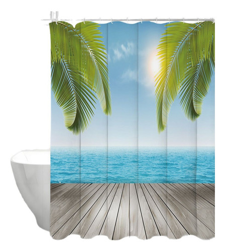 Cortina De Baño Con Patrón De Sol Junto Al Mar, 180 * 180cm