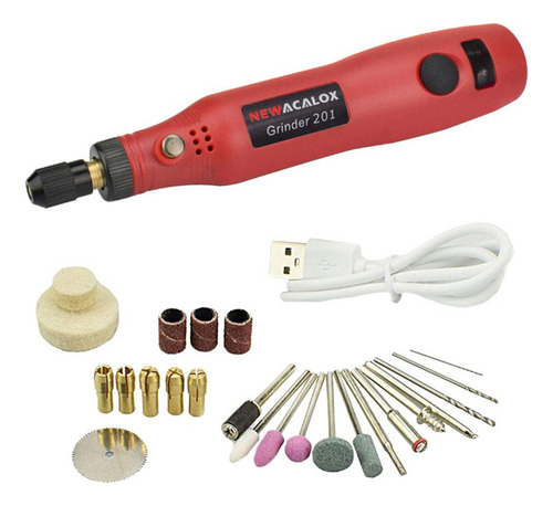 Mini Amoladora Eléctrica Usb Roja