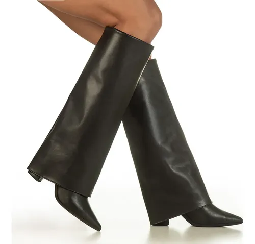 Bota Capa Cano Longo Salto Bloco