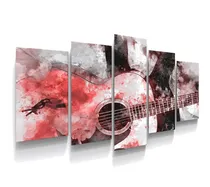 Comprar Quadros Decorativos Musical Viola Vermelho Sala Quarto Hall