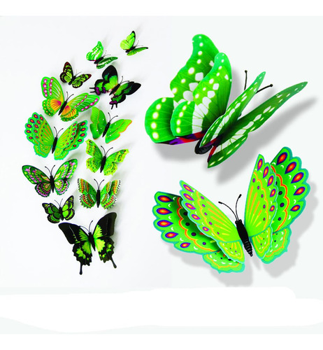 2x 12 Piezas En Superficie 3d Diy Etiqueta De Mariposas Arte