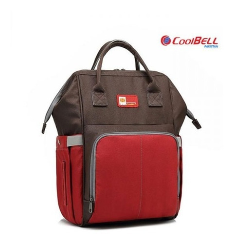 Bolso Pañalera Multifuncional Coolbell Cb-9003 Cafe/rojo 