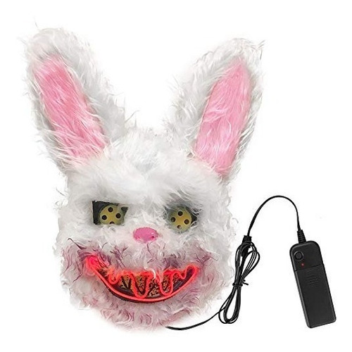 Máscara De Conejo Sangriento Macobro Con Luces Led Halloween Color Luces Blanca