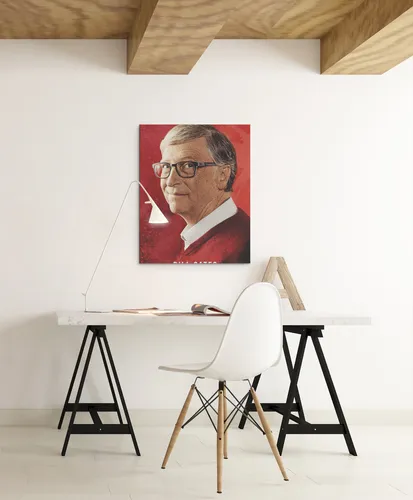 Cuadro Moderno Mural Bill Gates Estilo Íconos Full Hd