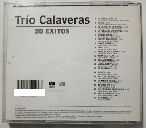 Trio Calaveras 20 Exitos Cd Original (Usado)