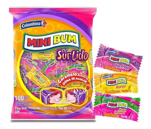 Bon Bon Bum Minibum Confite 4 Paqx100 Relleno Dulce Piñata