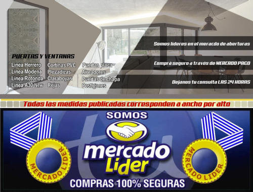 Ventana Aluminio 120x110 Vidrio Repartido Abershop