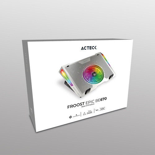 Base Enfriadora Laptop 15.6 Froost Epic Be670 Aluminio+rgb Color Gris LED RGB
