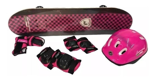 Skate Lamborghini C/set De Protección Y Bolso D7312 Rosa