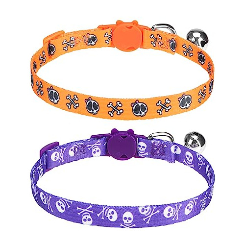 Pupteck Collar De Gato Separable Con Abalorio De Campana, 2 