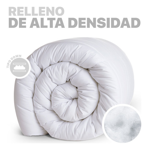 Edredón Esquimal Acolchado Relleno Tipo Down Queen Size Blanco