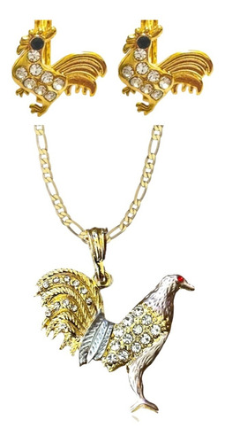 Collar De Gallo De Pelea + Arracadas