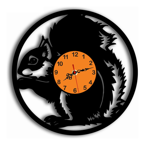 Reloj De Ardilla Negro Naranja