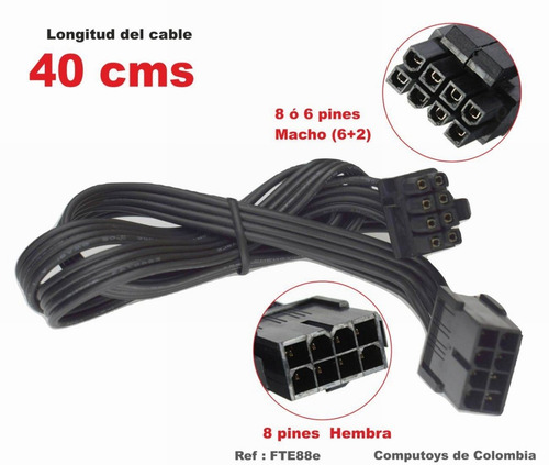 Imagen 3 de 7 de Extensor Conector Gpu 8 Pines Ref: Fte88e Computoys Sas