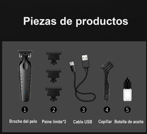 . Máquina De Cortar Cabelo Digital Led 5v Preta Km2299