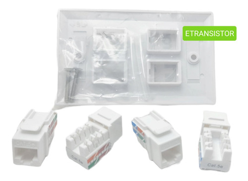 Toma Pared Faceplate Para 4 Conexión Rj45 Cat 5e 