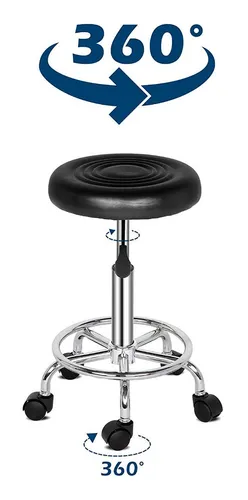 Taburete Piso Bar Ajustable Giratorio Con Ruedas