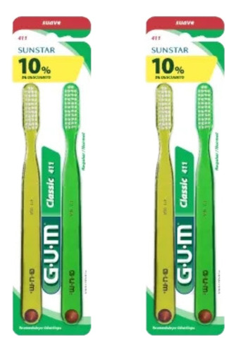 Combo X2 Gum Cepillo Dental Classic 411 Suave