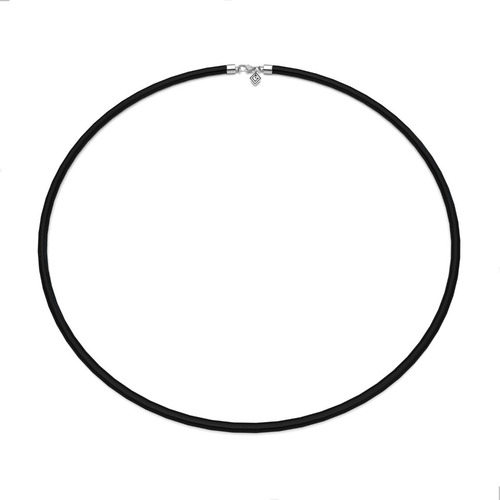 Imagen 1 de 6 de Collar Caucho Broche De Plata 925 Hombre 3mm Medidas Agálea
