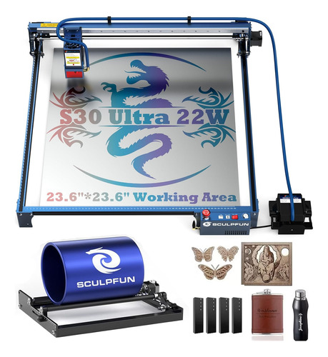 Máquina De Grabado Láser Sculpfun S30 Ultra 22w Y Rodillo